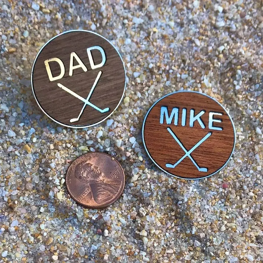 Innovation Promotion Products Golf Ball Marker and Magnetic Hat Clip Custom Engraved Personalized Wood Steel Golfer Accessory