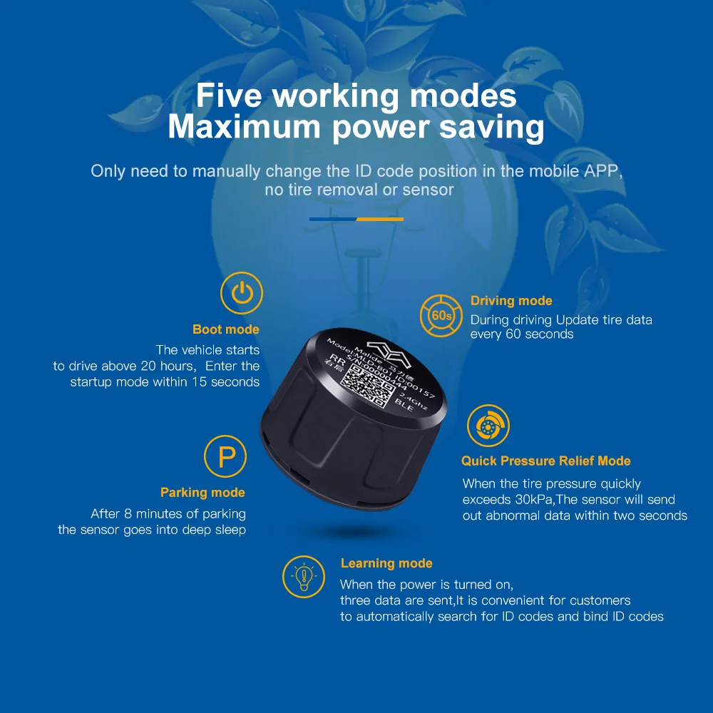 Solar Energy Digital Display External Tire Pressure Gauge TPMS Universal Tire Pressure Monitoring System