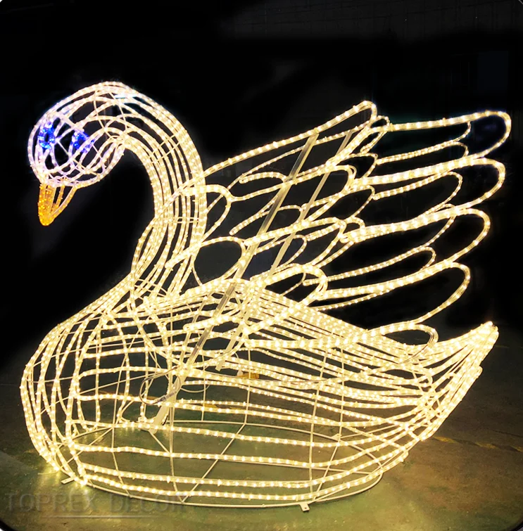Hot sales Outside wedding garden festival decoration ip65 waterproof led motif swan led light