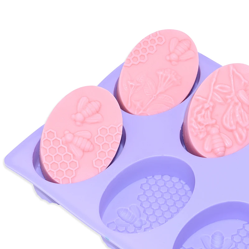 BPA Free Homemade 6 Cavities Silicone Soap Molds For Soap Making Easy Release Bee Silicone 3D Soap Molds
