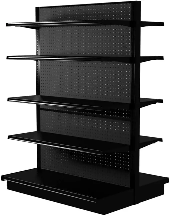 Hot Sale American Style Double-Sided Gondola Shelving Kit 10 Shelves 48W 72H 41D Metallic Supermarket Rack C-Store Supermarket