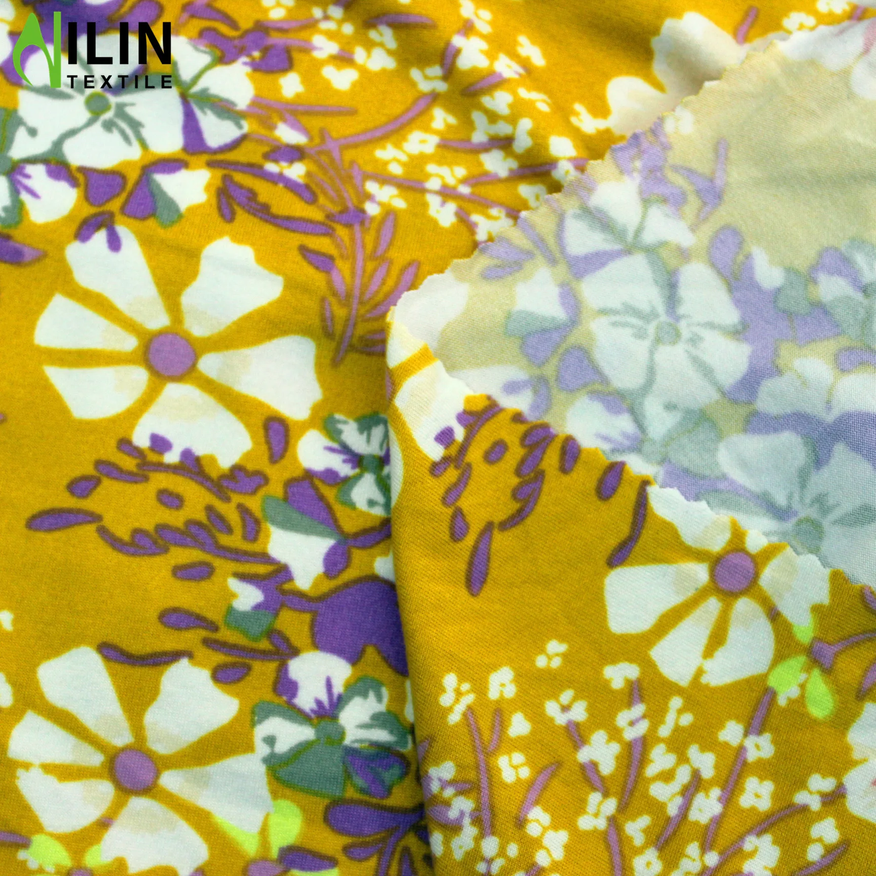 100% Polyester fdy jersey knit  floral stretch fabric clothes/ddress/short sleeve fabric printing