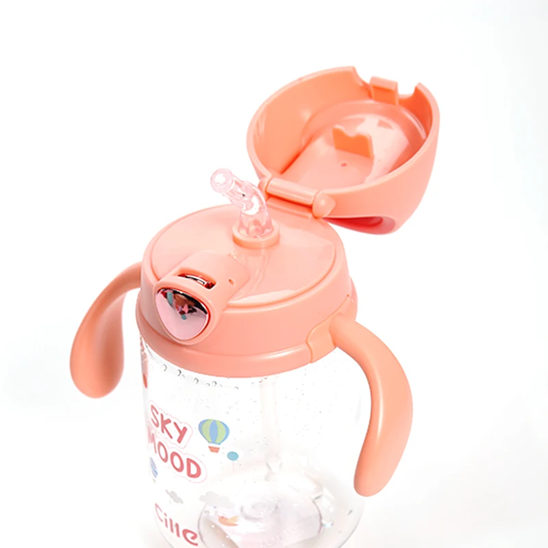 Cille 400ml Custom Cartoon Travel leakage-proof BPA Free Plastic Tritan Children Kids Drinking Cute Water Bottle with Straw