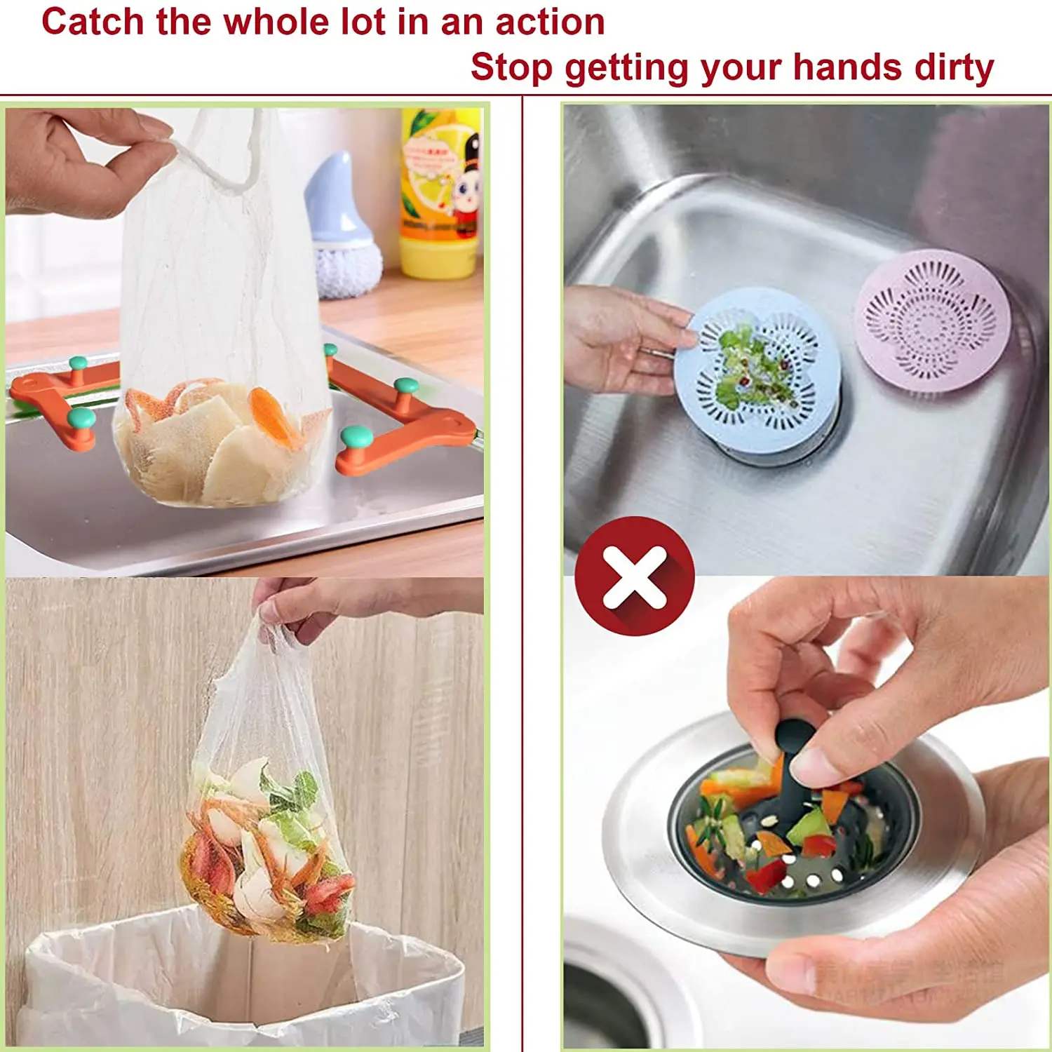 Kitchen Sink Filter Sets Leftover Sink Mesh Triangle Rack Strainer Bag Disposable Garbage Bag Triangle Drainage Rack