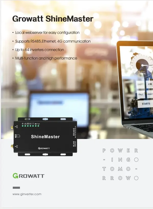 Growatt Shine Master поддерживает экспортный контроль с помощью счетчиков до 64 инверторов