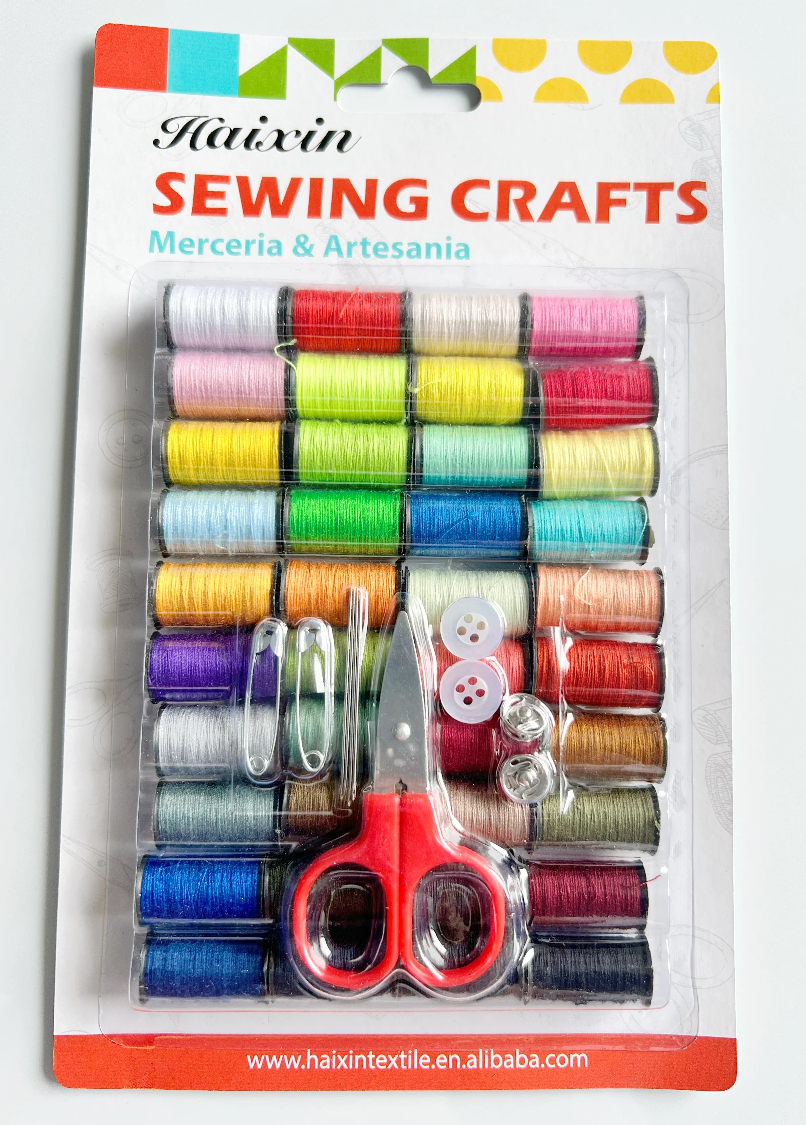 Household Sewing Kit Set With 40 colors Threads Needles button and scissor in Blister Card