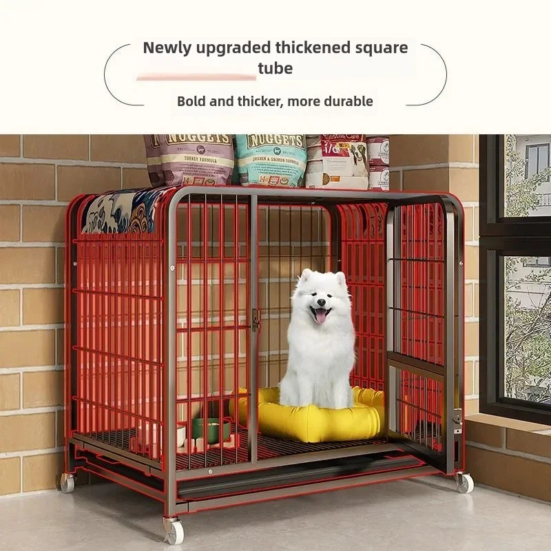 metal dog kennel Large Medium-sized Indoor Separation Thickened Pet Cage Golden Haired Labrador Household Dog Cage with toilet