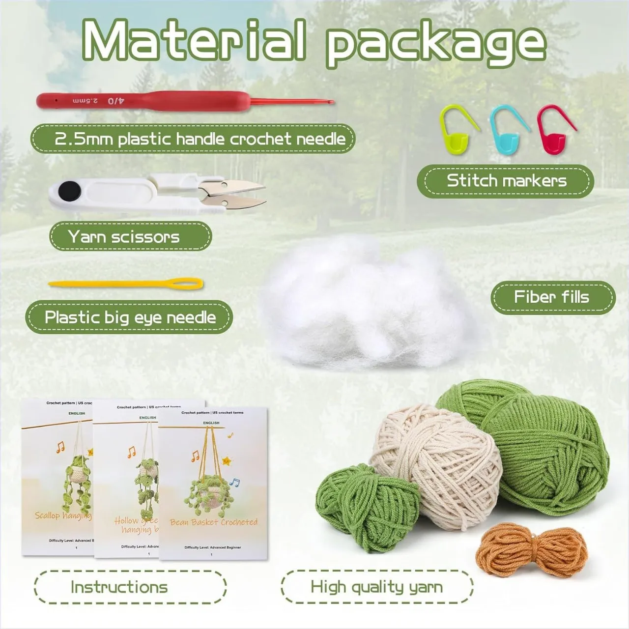 Custom Hanging Potted Plants Decor Ornaments Doll Yarn Crochet Kit for Beginners Knitting DIY Material Package in English