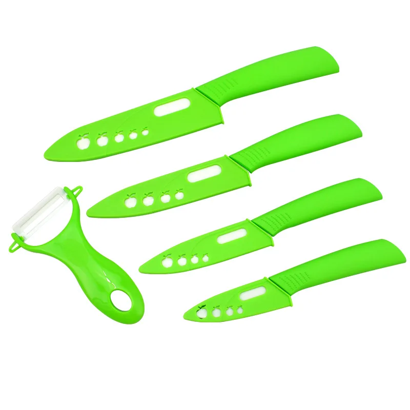 High Quality Customize Logo Color Ceramic Fruit Kitchen Knife Set With Block