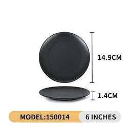custom Print Matt Elegant Melamine Diner Plates Set 6.8 Inch Melamine Black Plates Restaurant Black Melamine Sushi Plates