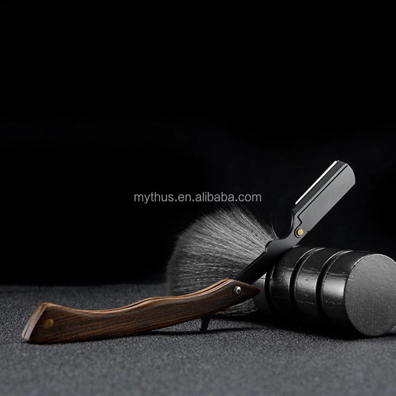 Old Style Beard Shaving Razor Metal Straight Edge Head Wood Handle Manual Barber Shavette Razor Professional Shaving Tools