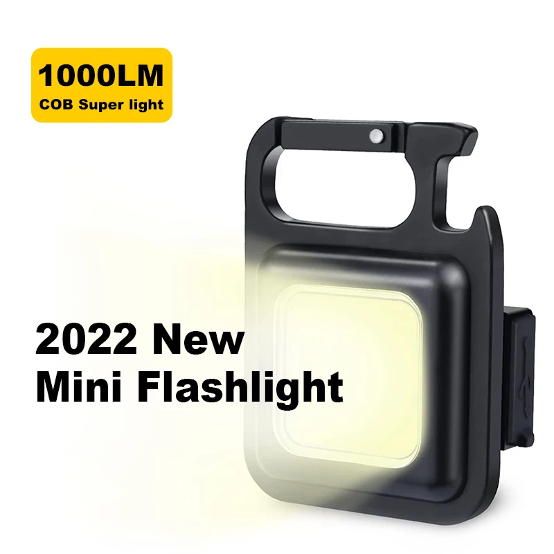 Mini Portable COB 3 Light Modes Bright Usb Led Rechargeable Torch Work Light Keychain Light