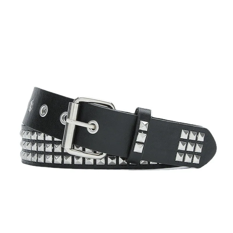 Metal Punk Rock Rivet Belt with Bright Pyramid Studded Belt for Women Men