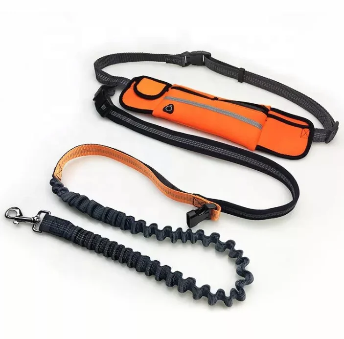 budgee Waterproof elastic with pocket nylon rope hands free adjustable retractable dog  leash