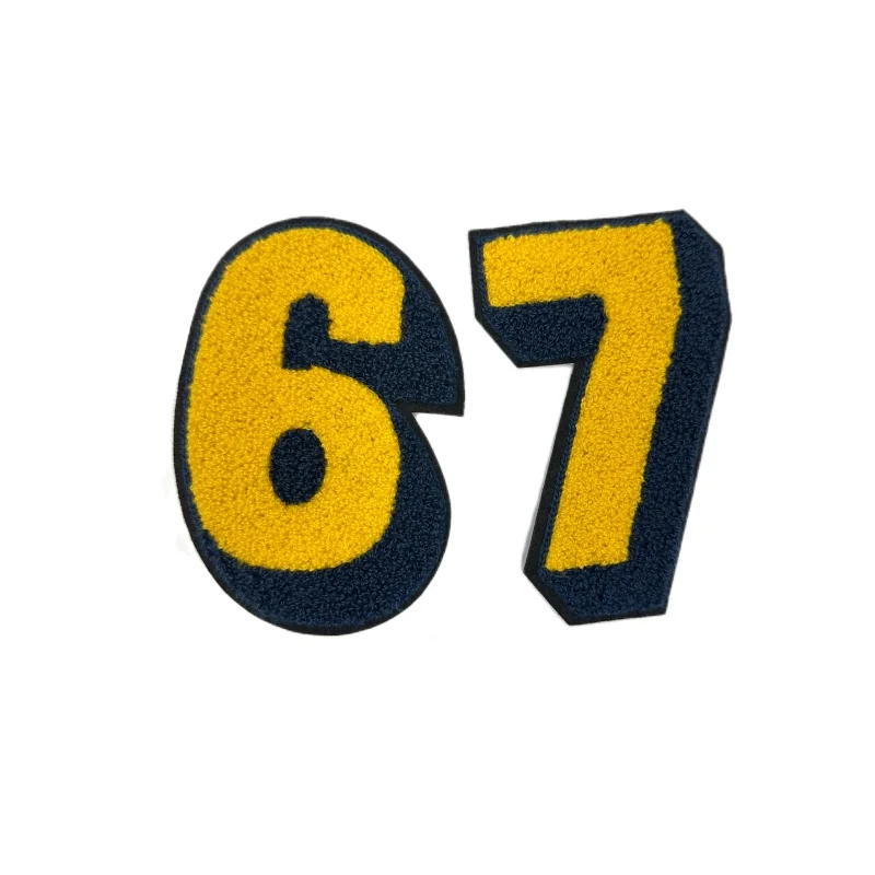 Chenille Tackle Twill Fabric for Embroidery Telephone digital patchs For Jersey Sports Wear  iron on cnstom patches