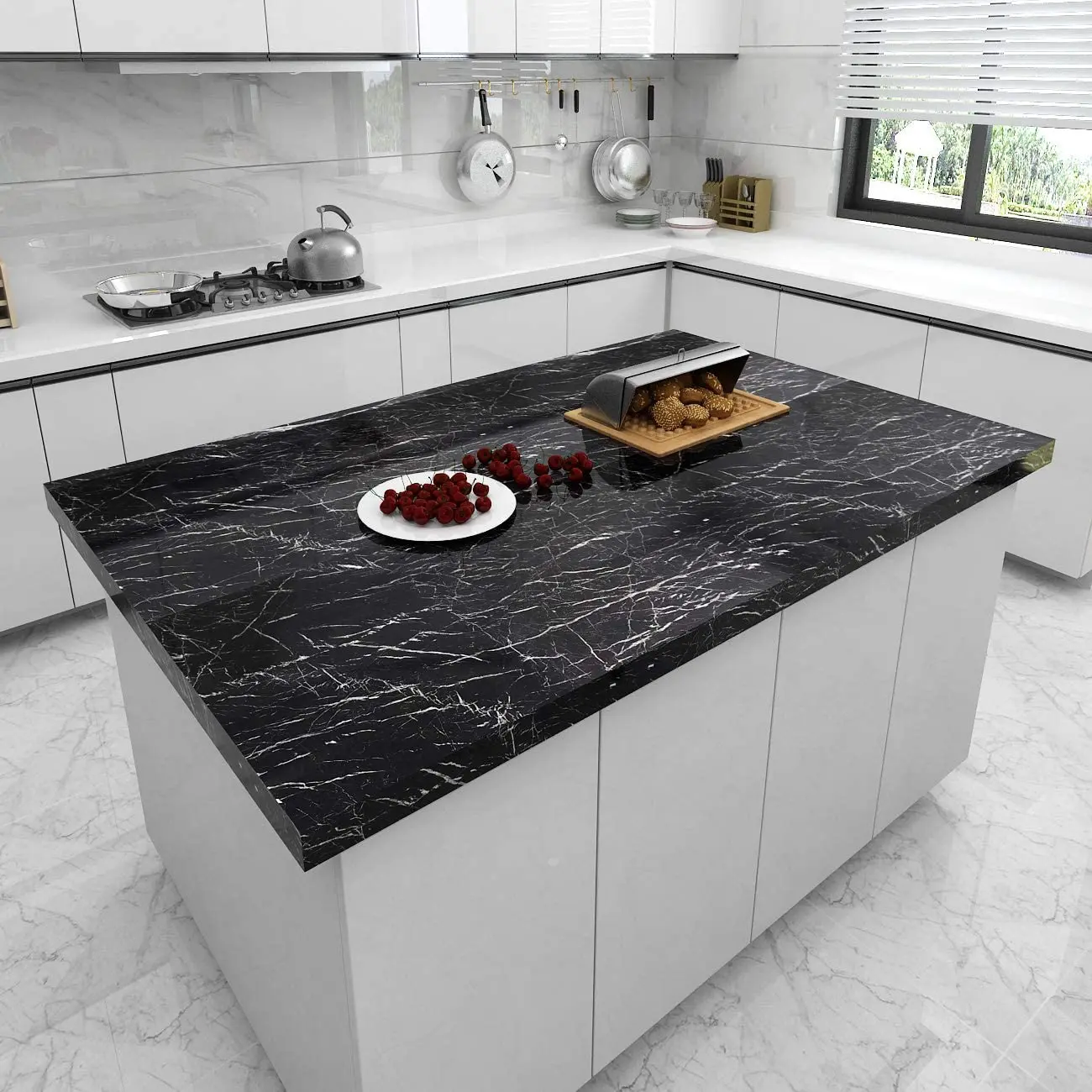 Wholesale Modern Black Peel And Stick Waterproof PVC Self Adhesive Marble Wall paper Design Sticker For Home Table