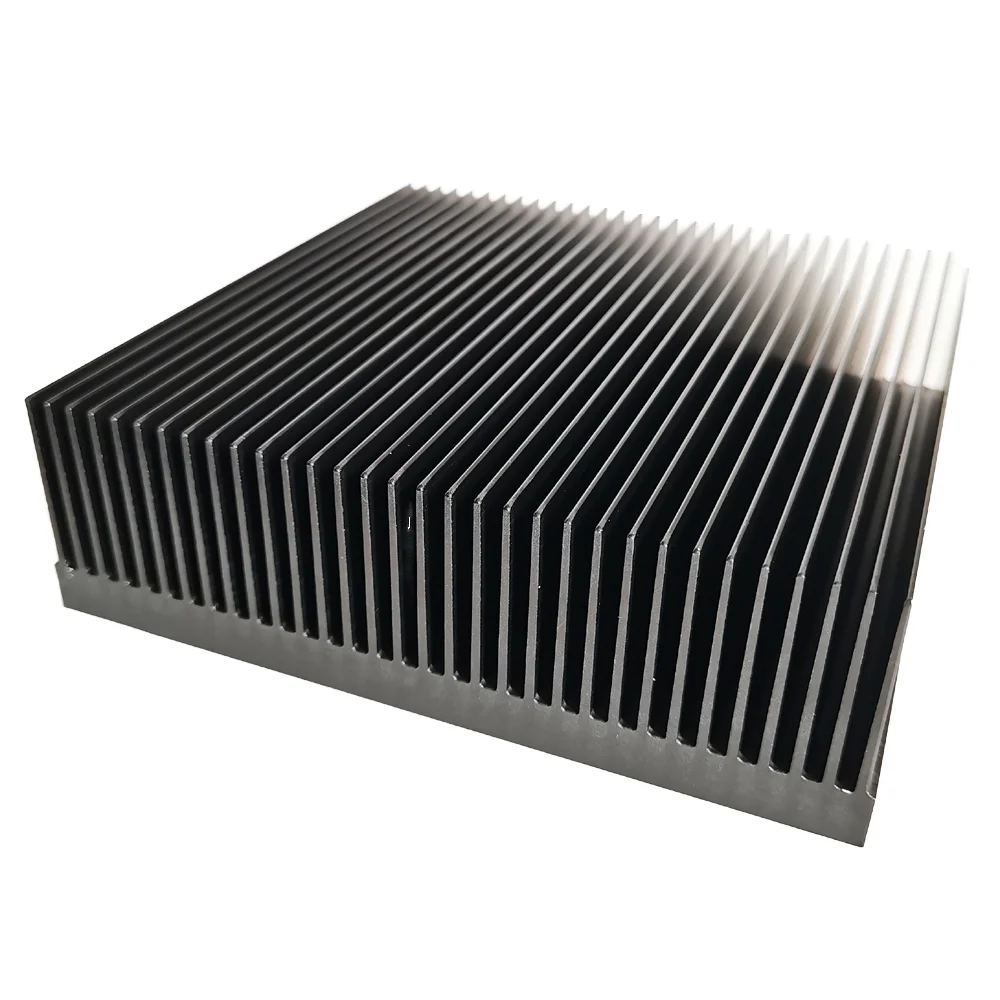 Black Anodized Square LED Heatsink Aluminum 150(W)*45(H)*150(L)mm Extruded Profile Heatsink For Effective Thermal Management