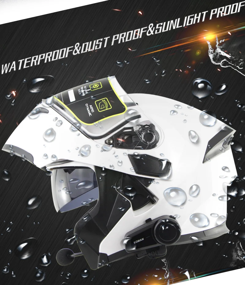 SOMAN BT Motorcycle Intercom Casco Headset Helmet  BT Earphone Kits FM Radio SM-M2