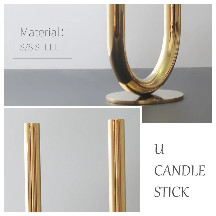 Gold candlestick stands stainless steel craft iron candlestick