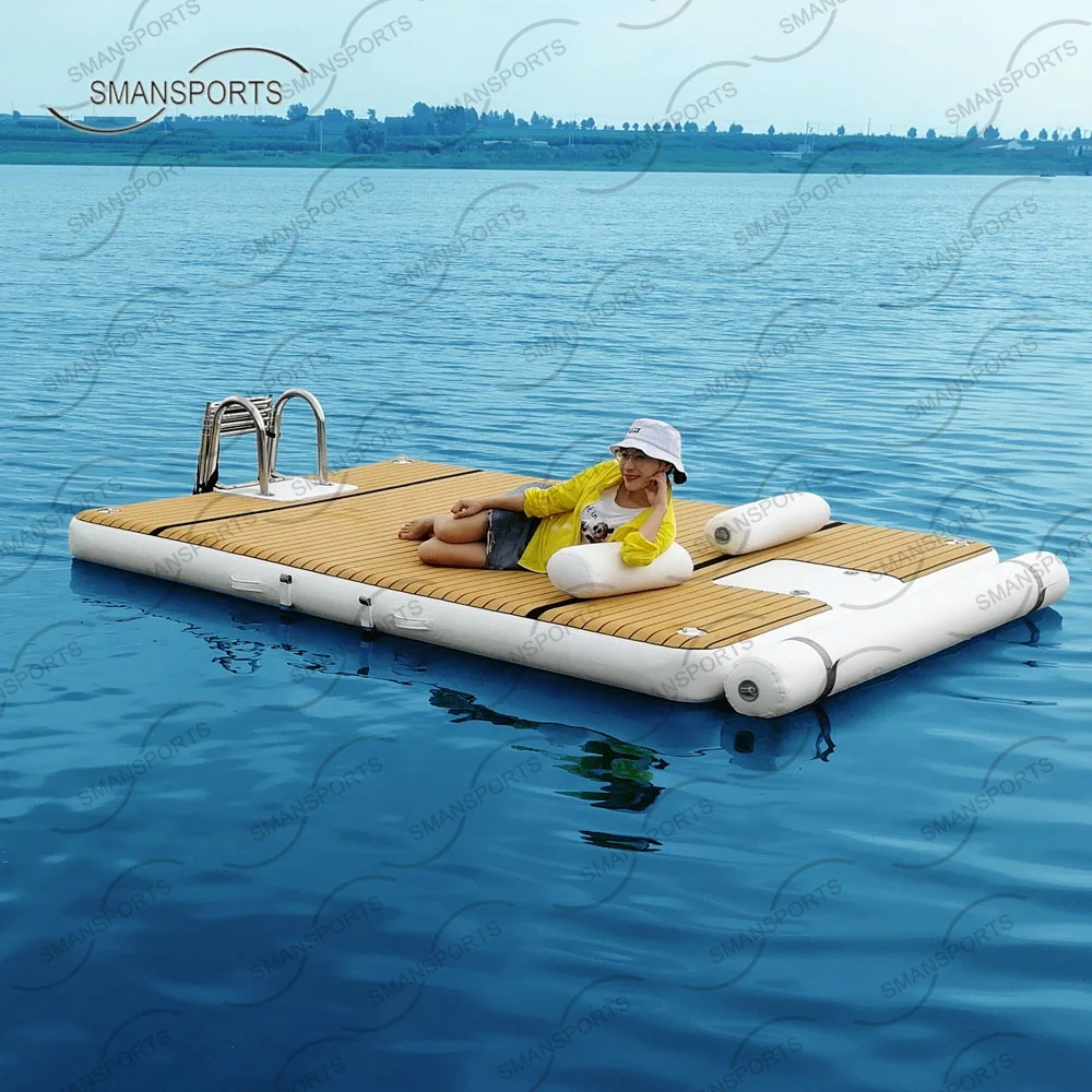 drop stitch 4m 3m inflatable water mat floating island swim platform leisure land teak platform for yacht