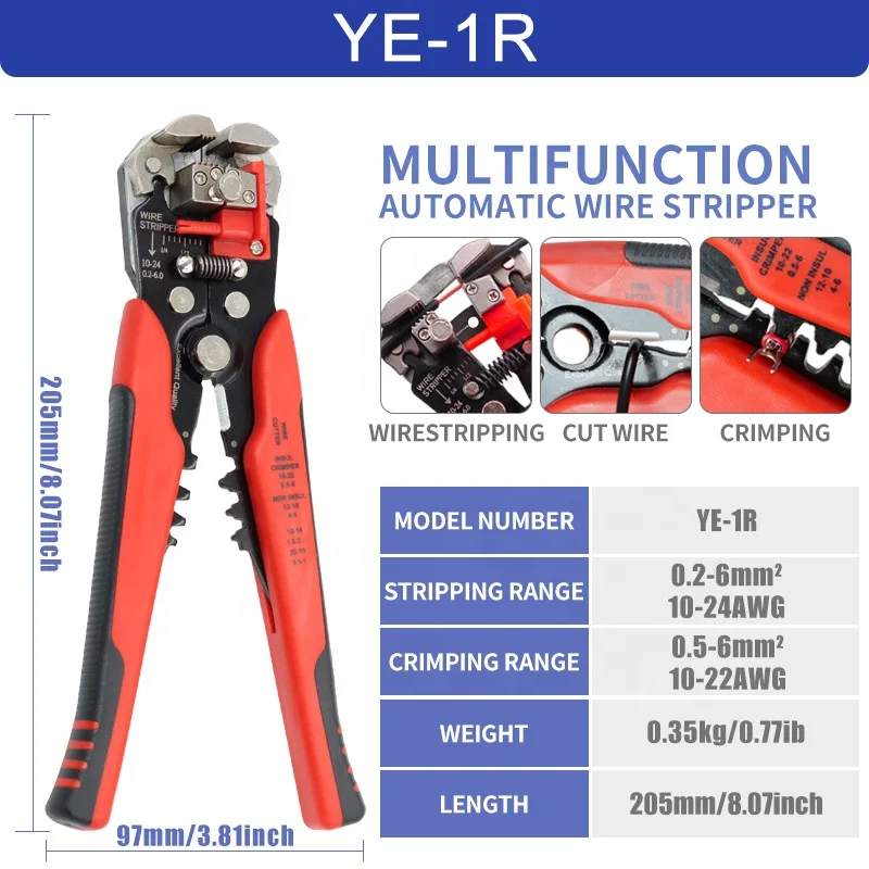 ZHEFAN 8 Inch Wire Stripper Self-adjusting Cable Cutter Crimp Automatic Wire Stripping Princer Cutting Plier Tool For Industry
