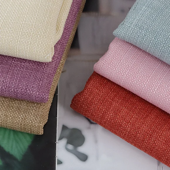 Manufacturers supply   as  linen Style in 100% polyester with Slub making sofa pillow fabric glasses box storage box bag fabric