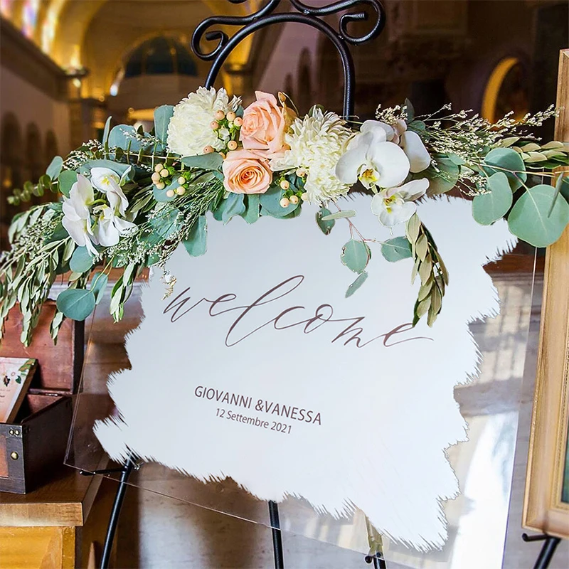 Wedding Welcome Sign Custom Acrylic Elegant Wedding Sign