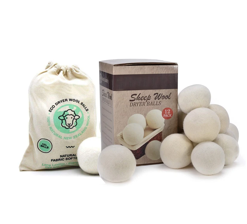 Amazon top seller 2023 pack of 6 or 4 or 3 pure organic 100% New Zealand XL 7 cm 7.5 cm XXL 8 cm 9 cm 10 cm wool dryer balls