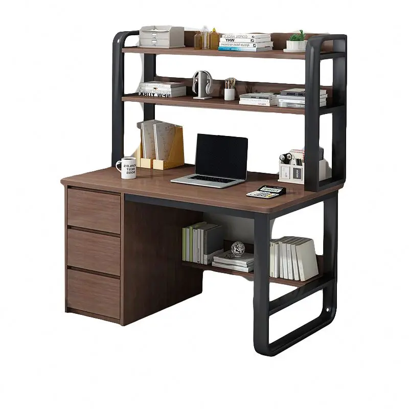 Simple 100/120/140Cm Computer Desks Large Desktop Study Table With Drawer And Shelf Office Desks Wood Computer Table