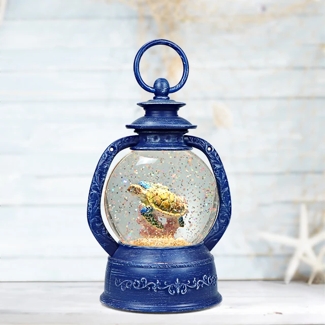 New Arrival Home Decoration Plastic Material Sea Turtle Marine Theme Christmas Water Globe Lantern