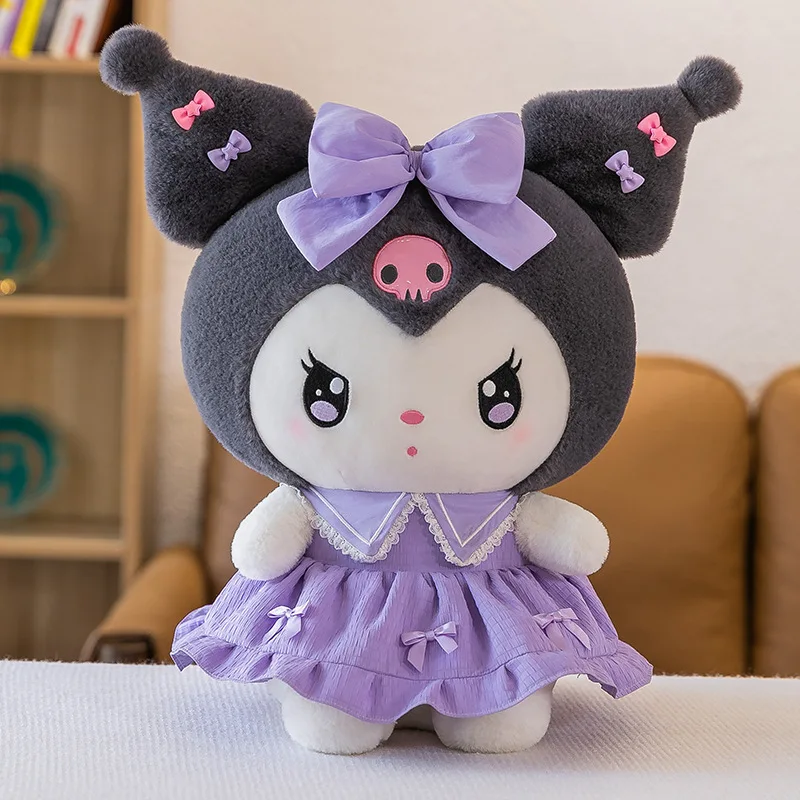 XUX Cartoon Cute Melody Kuromi Stuffed In Beautiful Dress Toy Animal Toys Girl Cartoon Pillow Bosom Friend Wholesale