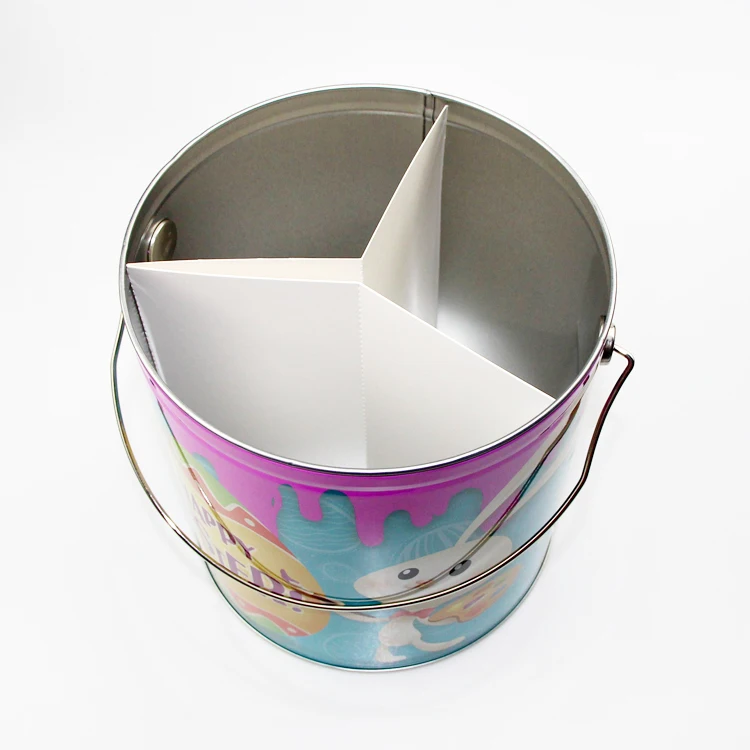America Market Popcorn Package 3 Sizes of Metal USA Popcorn Bucket Tin