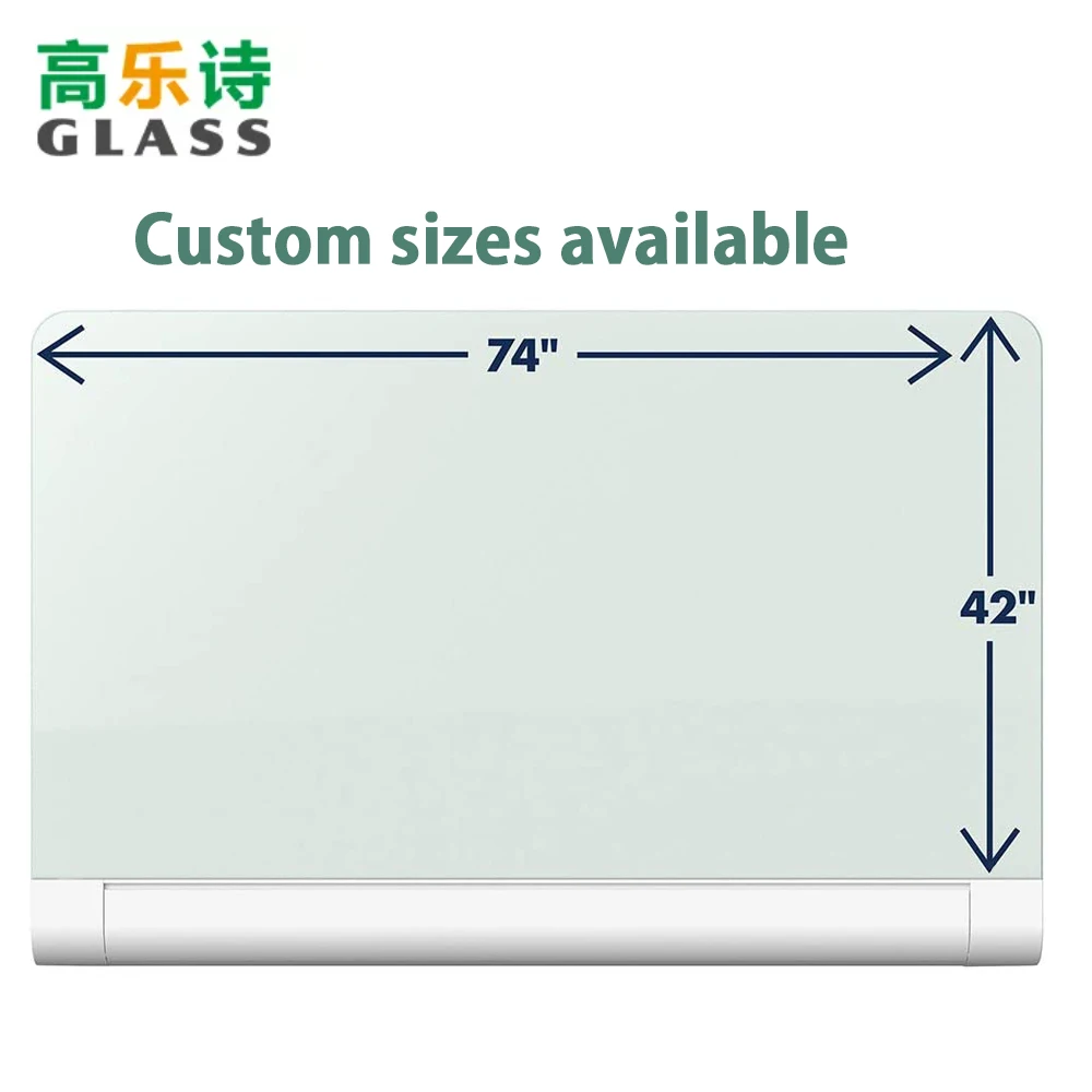 Wall Mounted Glass Whiteboard Easy Install Frameless Magnetic Heat Tempered Glass Board For School Office