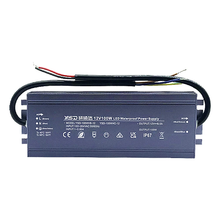 Waterproof IP67 12V 24V 36V 48V DC Slim LED Driver 100w Transformer Outdoor Ultra Thin LED Power Supply