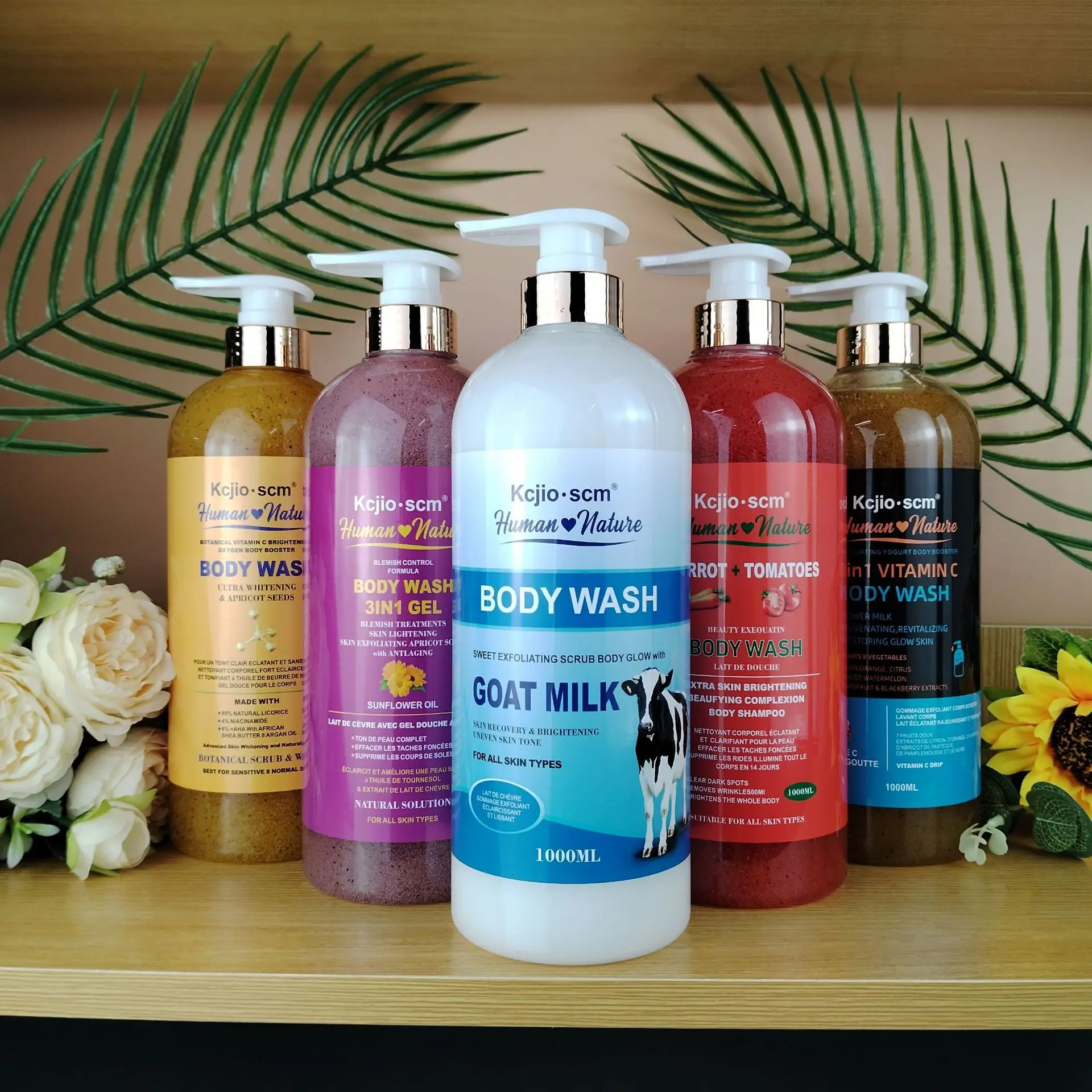 Wholesale High-Quality 1000 ml Plant Essence Shower Gel Whitening Moisturize Skin Hydrating hyaluronie Acids Body Wash