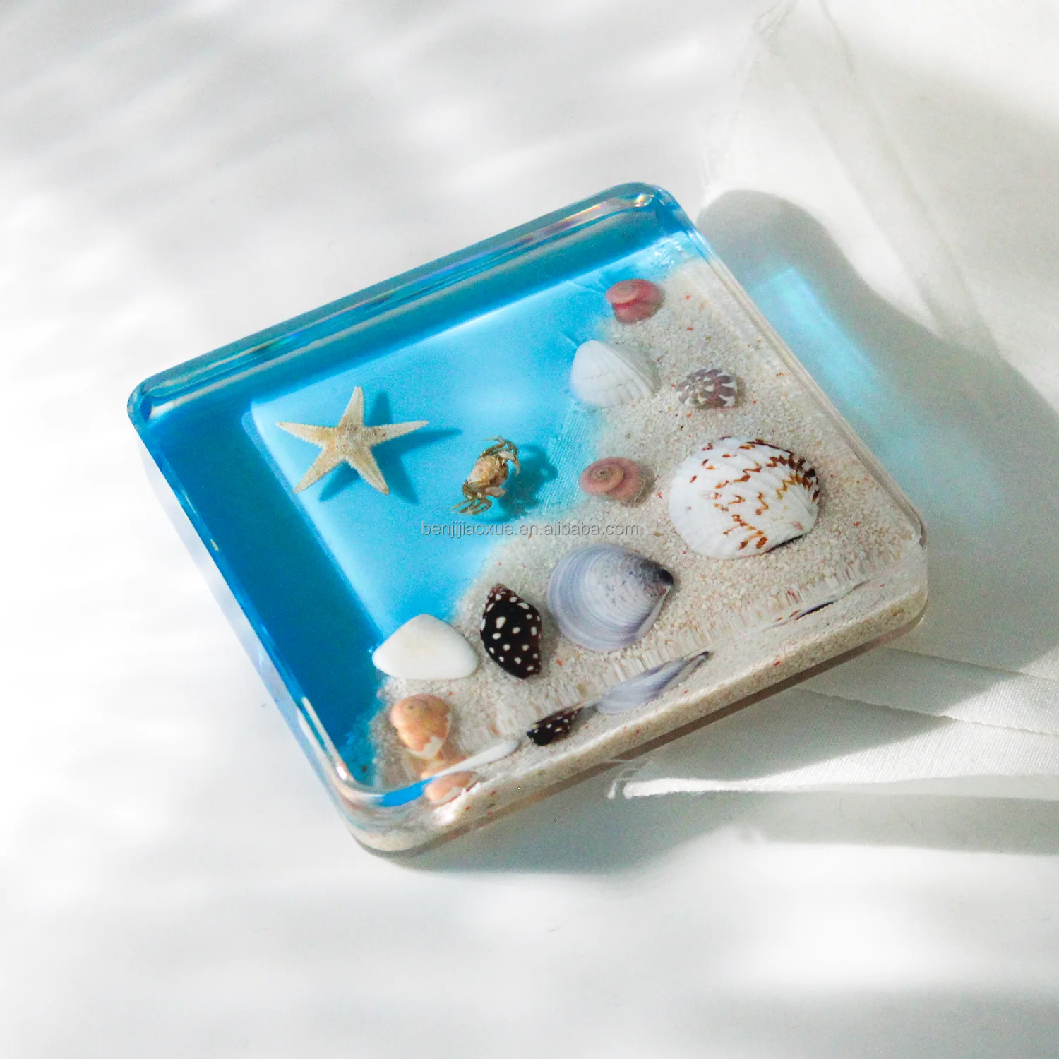 Promotion gift sea animal life resin crafts sand beach crab specimen scenery desk shells decoration