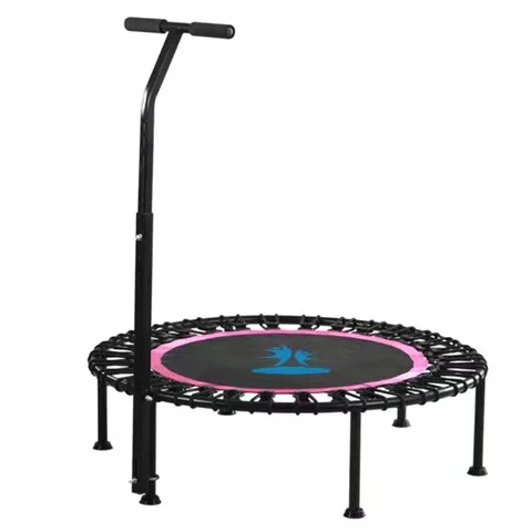 Factory Cheap Kids Adult Trampoline With Adjustable Handle Bar Folding Silent Rebounder Jumping Bungee Trampoline