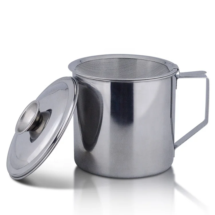
Bulk Sale Stainless Steel Oil Mug Separator Cup/ Oil Canister/ Kitchen Oil Grease Keeper with Strainer 