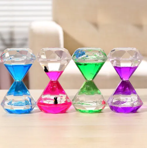 Creative Double Color Floating Liquid Oil Acrylic Hourglass Liquid Visual Movement Hourglass Timer Home Decoration Gift Decor