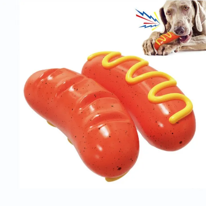Hot Selling Dog Cat Funny Durable natural Rubber squeak chew toy toothbrush cheese sausage shape Chew molar Ball