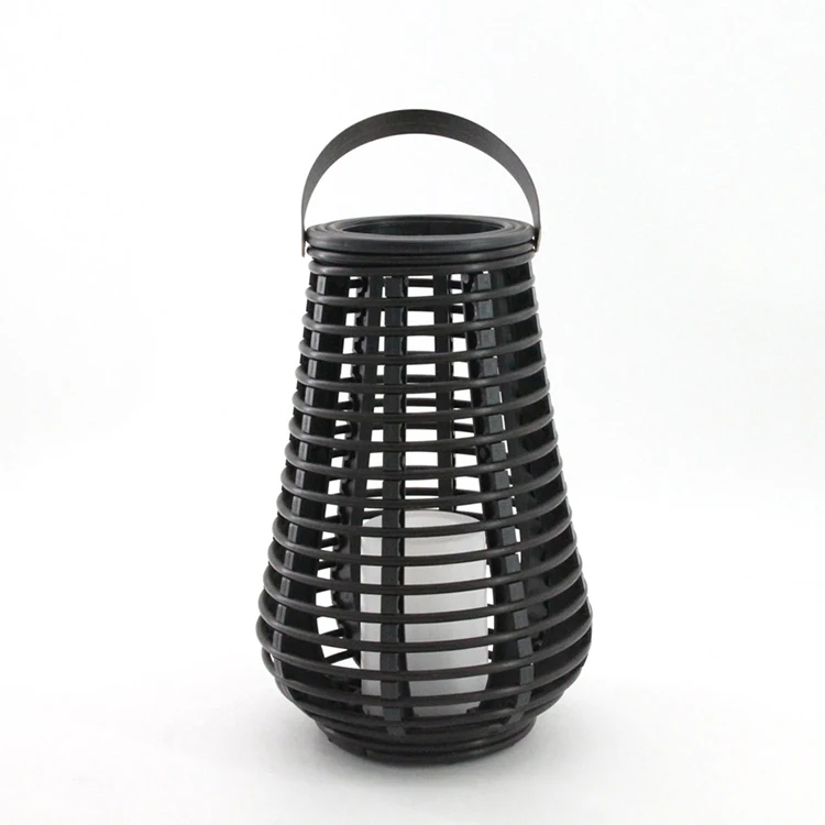 Hot Selling Handmade Solar Outdoor Hanging Landscape Yard Light Decoration Rattan Candle Lantern