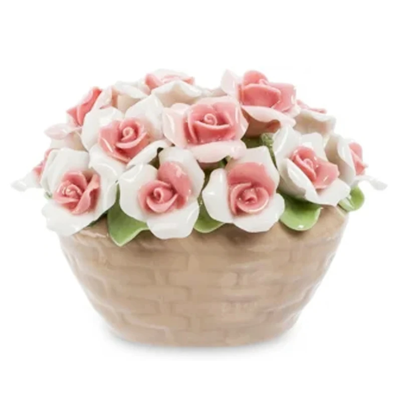Wholesale Handmade Mini Porcelain Gift Flowers for Home Decoration, a Basket of Ceramic Flowers for Wedding Decor & Gifts