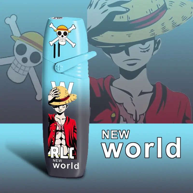 Anime One Piece butane lighter windproof red flame cigarette lighter