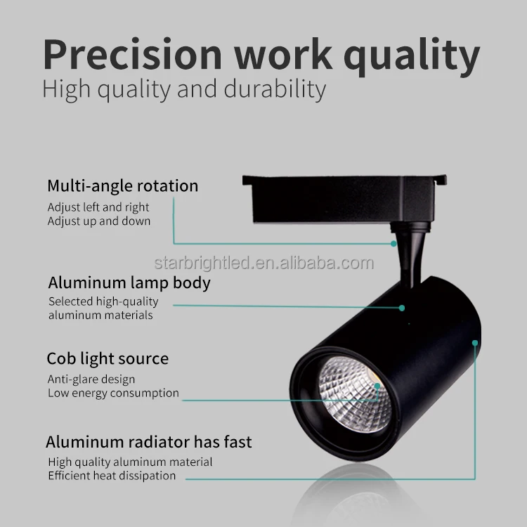 Factory Hot Sale led adjustable track light cob led track lighting 30w aluminum housing for project