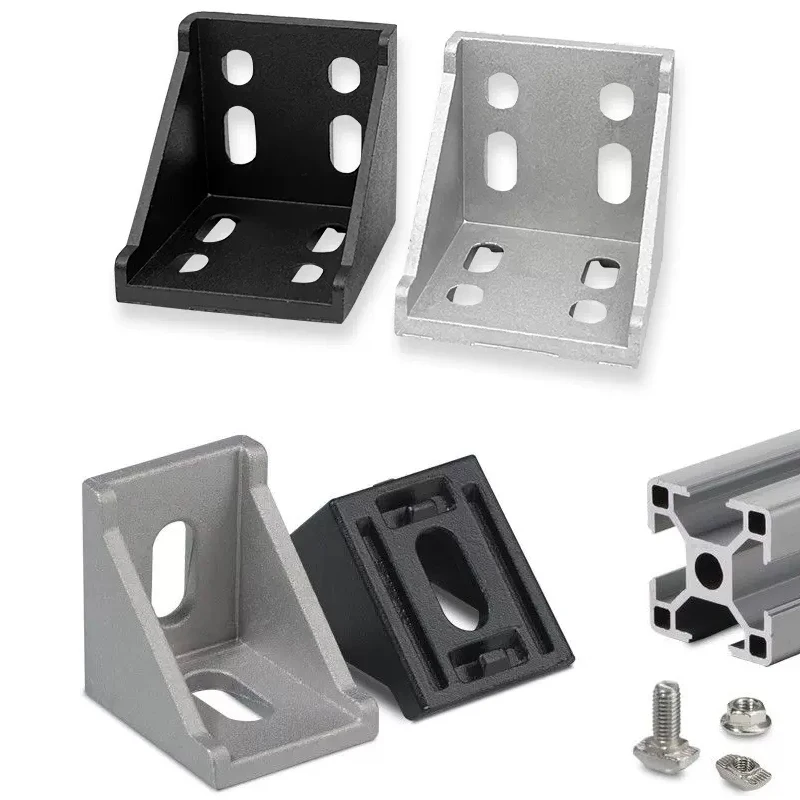 Factory Die cast 90 degree Angle Corner Bracket Aluminium Profile Connector  for T Slot Extrusion Profile 2020/4040/4545/3030