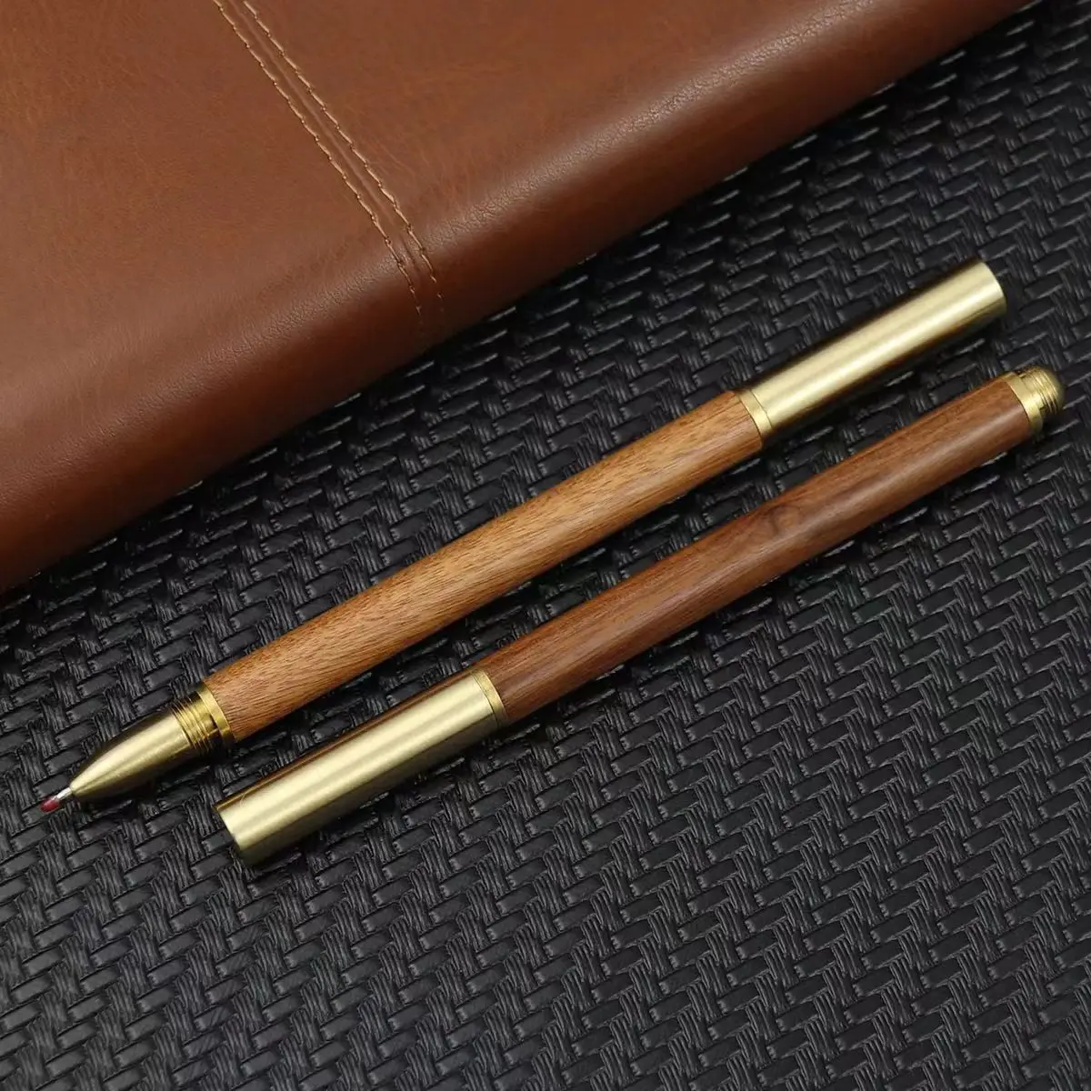 Sandalwood signature pen with clip brass gel pen counter signature single corporate logo laser engraving gift pen