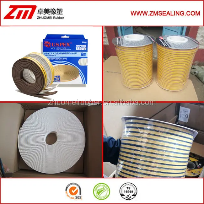 Rubber sealing adhesive tapes for windows, doors, D sealing gasket