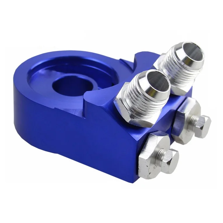 Aluminum AN10 AN8 Oil Filter Cooler Sandwich Plate Adapter TURBO WITH Thermostat And FITTING 3/4-16 UNF,M20*1.5