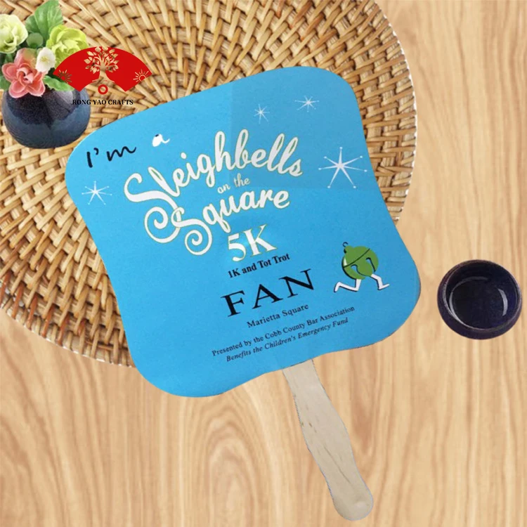 Cheap paper and wood hand fan custom wooden wedding fans for bride guest