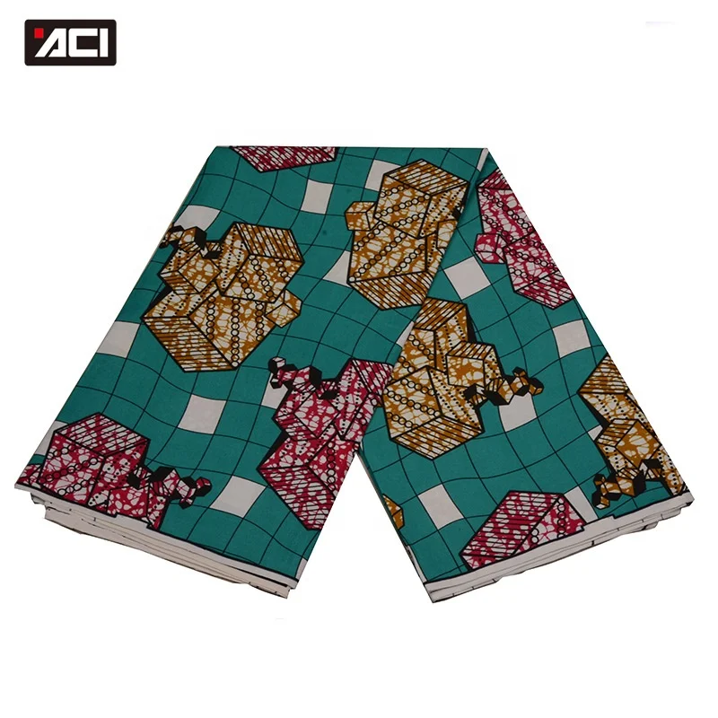 ACI Nigeria Real Wax Polyester African Print Fabric Loincloth Tissu Coupon Wax 1-1.9 Yards Stocklot Fabric In China Factory